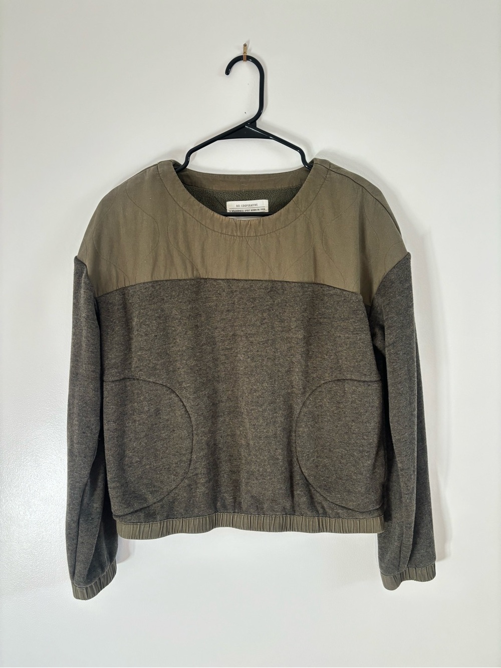 REI Olive Two-Tone Crewneck Sweatshirt